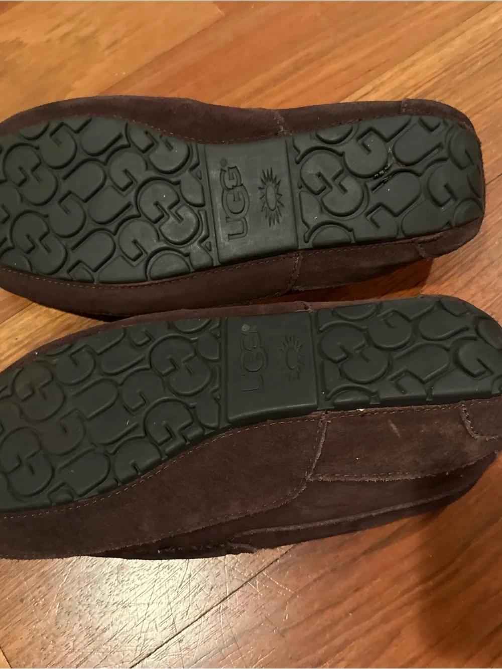 UGG Men's Dark Brown Suede Shearling-Lined Slip-On Loafers